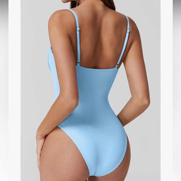 Elegant Light Blue Women's One-Piece Swimsuit - Picture 2 of 3